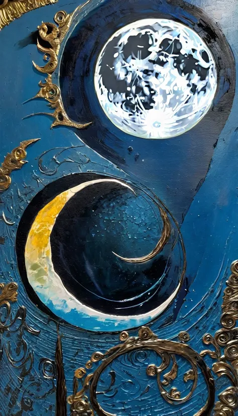 the moon, Artwork inspired by Dave Mckean, intricate details, oil painted
