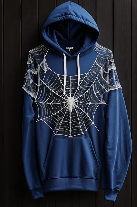 A hoodie with spiders and spider webs 