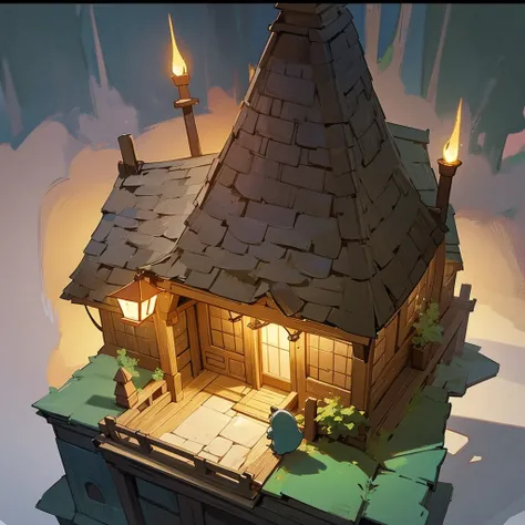 a close-up of a house with a light on in a dark forest, medieval Tavern, Tavern background, a multidimensional cozy Tavern, fantasy Tavern background, Tavern, medieval house, medieval fantasy game art, alchemy Tavern, print shop, point-and-click adventure ...