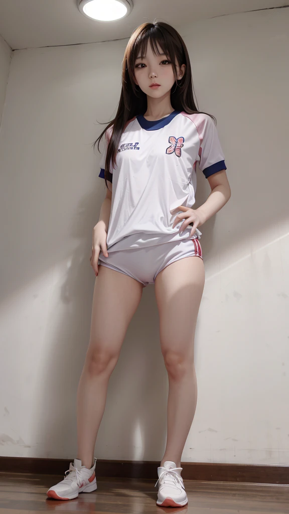 Korean lady in volleyball uniform full body standing 