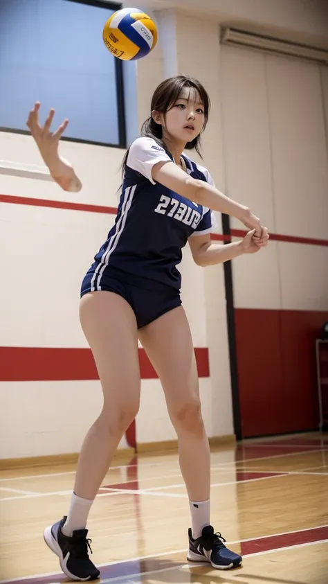 Korean lady in volleyball uniform full body standing 