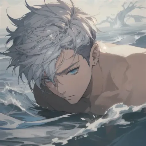 anime boy laying in the water, clean detailed anime art, handsome guy in demon slayer art, trending on artstation pixiv, detailed digital anime art, detailed anime character art, trending anime art, clean detailed anime style, anime character; full body ar...