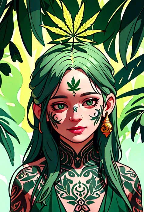 a nomadic mystic man, dominance of cannabis, medium cannabis, reincarnation of leaves, male, cute, happy, (best quality,4k,8k,highres,masterpiece:1.2),ultra-detailed,(realistic,photorealistic,photo-realistic:1.37),detailed eyes,detailed lips,extremely deta...