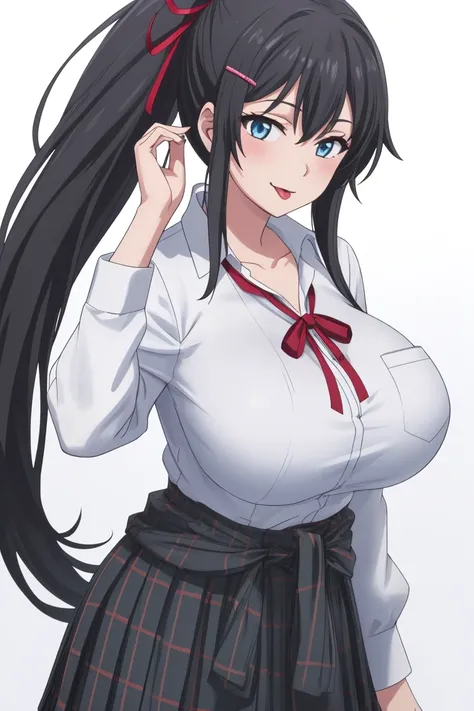 girl, solo, beautiful body, perfect body, nice body, (huge Breasts),
yukino yukinoshita,
1girl, solo, one_eye_closed, skirt, yukinoshita_yukino, tongue_out, tongue, black_hair, school_uniform, shirt, long_hair, clothes_around_waist, side_ponytail, ribbon, ...