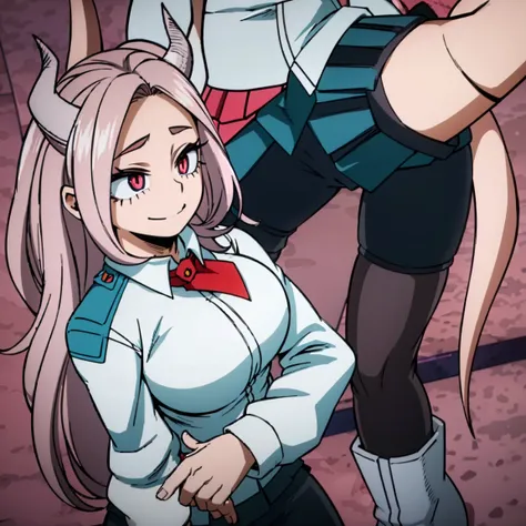 1girl, female focus, boku no hero academia, masterpiece, best quality, very aesthetic, big breasts, gray jacket, red tie, white ...