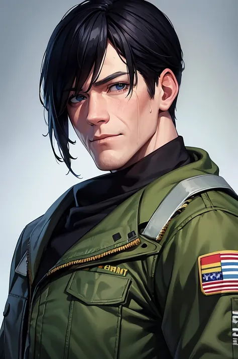 John cena, 1male,black hair,graffity background, realistic anime style , portrait, Potrait , (detailed), us army winter clothes