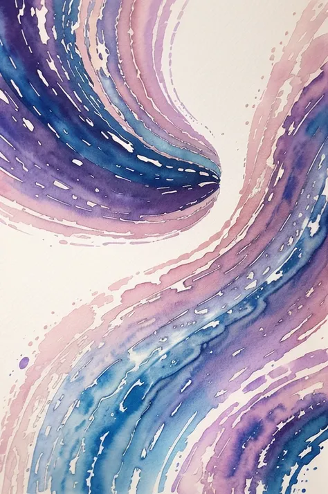 "A fluid, hand-drawn illustration of abstract swirls created with watercolor effects. The colors blend seamlessly, creating a soft, dreamy appearance with a mix of blues, purples, and pinks."
