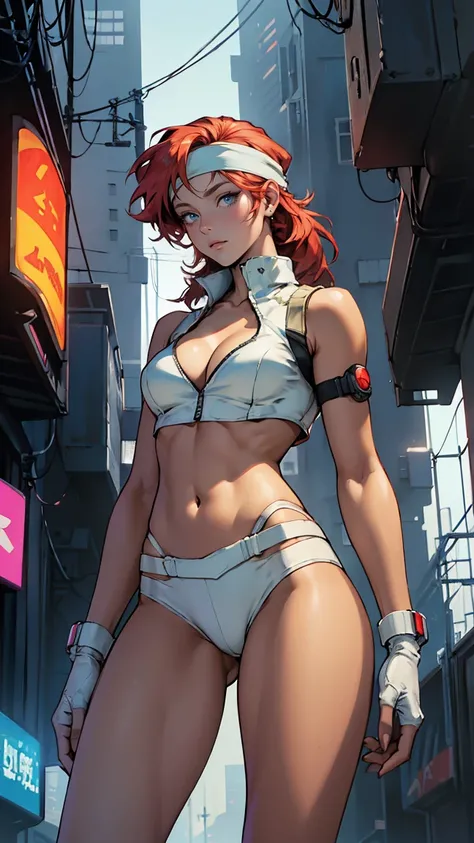 ((Masterpiece, highest quality; 1.3)), super quality, beautiful detail, super detailed, extra fine, 16K, exquisite, absurd, high resolution, beautiful background, detailed background, beautiful eyes, beautiful skin, anime style, Kay from Dirty Pair in a wh...