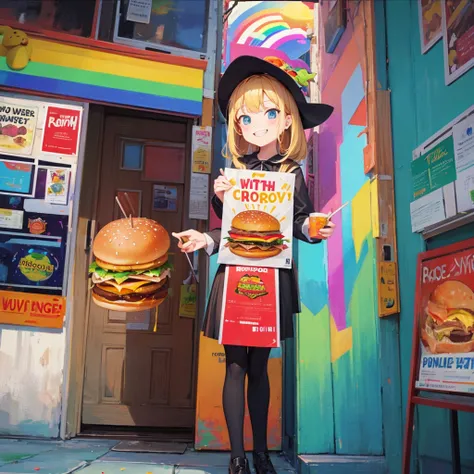 witch（Art room　Painting on canvas（Burger Shop　　Rainbow colors）smile）Poster
