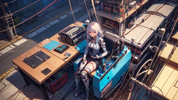 (((Tabletop))), (((Highest quality))), ((Super detailed)), (High quality CG illustration), ((Very delicate and beautiful)), Cinematic Light,((1 Mecha Woman)),alone,mature,plump, whole body,(Machine made joints:1.2),((Mechanical marginal vessels connected t...