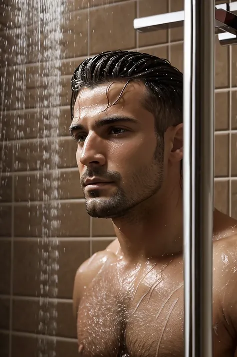 Animated image of a man taking a shower 