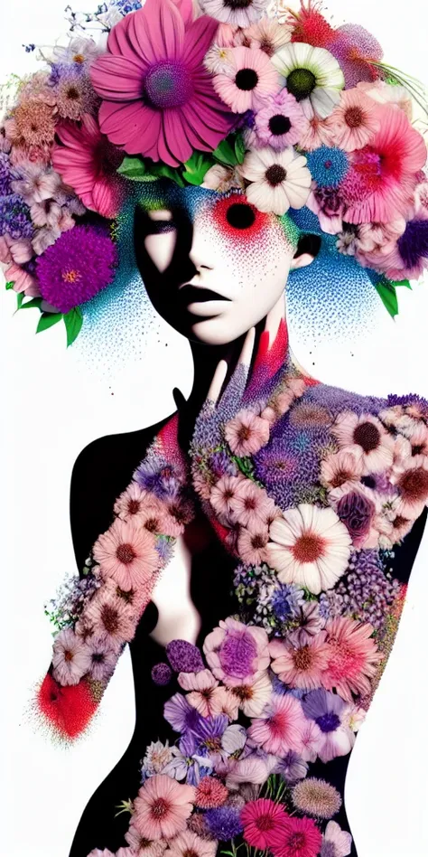 flowerman2, (masterpiece:1.3), (best quality: 1.4), (1girl), beautiful young woman, colorful dress, ultra high res, ultra realis...