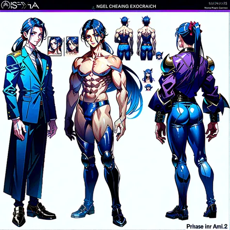 (Masterpiece, best quality), detailed, 1 man, ((character concept art)), ((character design sheet, same character, front, side, back)), full body, body complete, 1 Male, 1 Man, Detailed face, character design sheet，full bodyesbian, Highly detailed, charact...