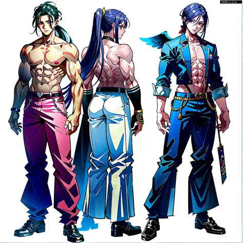 (Masterpiece, best quality), detailed, 1 man, ((character concept art)), ((character design sheet, same character, front, side, back)), full body, body complete, 1 Male, 1 Man, Detailed face, character design sheet，full bodyesbian, Highly detailed, charact...