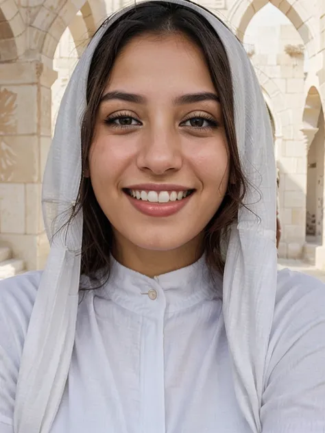 Arab women, cute smile, white teethes