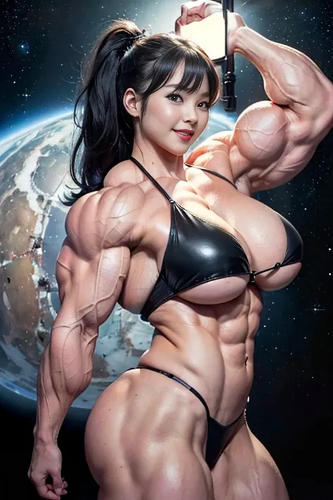 (hyper real)、future female pilots、
Beautiful Korean artists girl　High level image quality　High resolution　realistic　long  black ponytail low tied hair、young woman、young aged women、((big big skin texture、超High resolution、realistic、very sexy voluptuous body ...