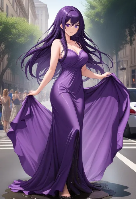 (masterpiece:1.37), best quality, (extremely detailed:1.37) woman, (mature:1.75), (adult:1.5), (very long hair:1.5), dark purple...