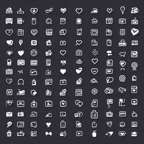 lOVE media line icons, LOVE outlines and solid vectors