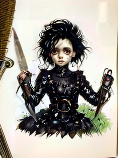 Edward scissorhands tim burton gothic pale origami style in the style of esao andrews,esao andrews style,esao andrews art,esao andrewsa painting style of esao andrews, andrews esao artstyle, inspired by Esao Andrews, esao andrews ornate, by Esao Andrews, e...