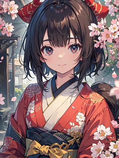 Official Art, wallpaper, Very detailed, (((Very detailedな目と顔))), shut your mouth, Warm smile，1 Girl，Arms hanging down，Half Body，Medium shot，masterpiece, best quality, Realistic Portraits, (Zendispute, Mandala, dispute, Endispute), kimono, Very detailed, Dy...