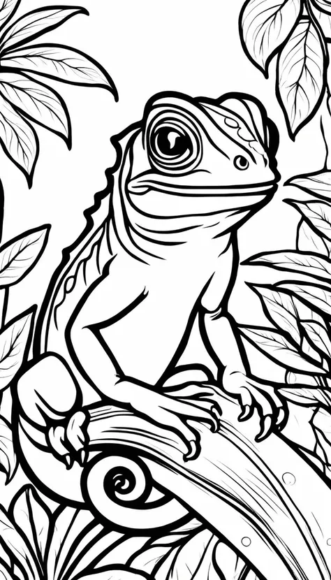 A cameleon,cartoon, ,Coloring Book, ColoringBookAF,