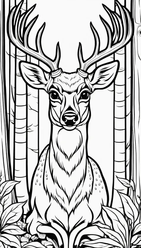 a deer,cartoon, ,coloring book, coloringbookaf,