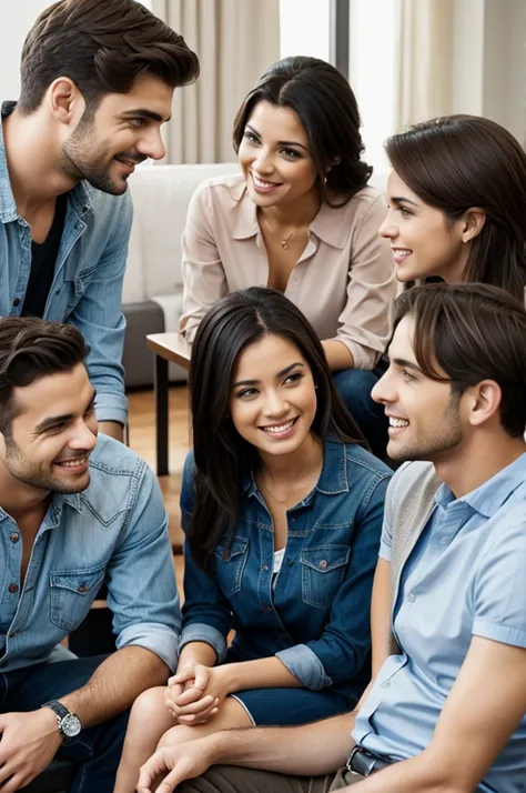 Two men and two women chatting 
