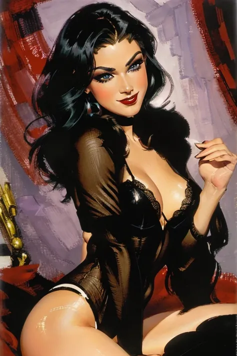 ((Sexy glamour shot:1.4)), ((ultra realistic illustration:1.3)),  Beautiful 24 yo woman of Irish descent. athletic figure,(pale:1.4)complexion. raven black hair, green eyes, cute butt, nice legs. Kind eyes,(joy:1.3),(smile:1.2). Red lipstick, sheer lace li...