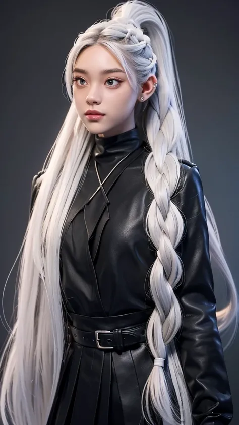 Millicent is a 21 year old young woman...., Tall and fit physique. He has light skin and gray eyes with small pupils..... Long wavy white hair braided in a high ponytail with many small braids... It has long and pointed ears.. Described as an incredibly be...