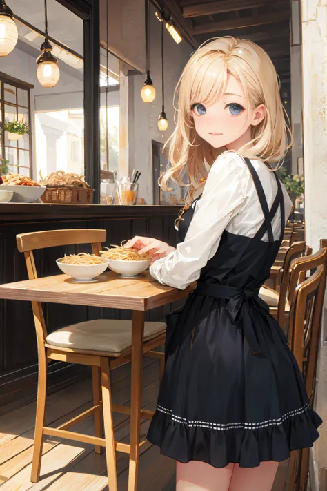 Photorealistic、Highest quality、Highest Resolution、Highest quality、８Ｋ、cute女性、Beautiful Face、One beautiful woman、Light Hair Color、cute、beautiful、Stylish cafe、lunch、pasta、pastaを食べる、