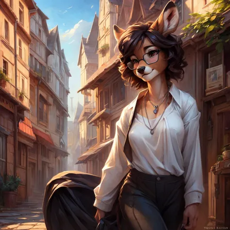 uploaded on e621, by Pixelsketcher, by Bayard Wu, by Thomas Benjamin Kennington , by Einshelm, by hioshiru and kenket, Chunie, portrait, solo anthro female deer doe, tiny featureless breasts, tiny breasts, clear dark blue, cinematic lighting, day, sunny da...