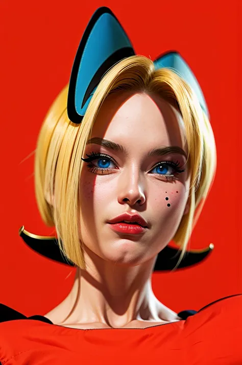 android 18 nyantcha, expressive faces, anime-inspired, (cell shading:1.2)