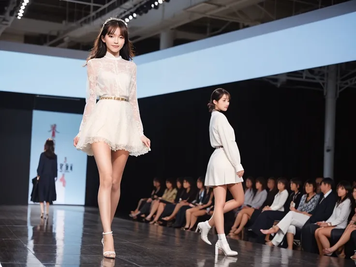 An extremely beautiful Japanese high school girl race queen who highlights her beautiful legs、She was photographed walking down the runway at a fashion show wearing Andre Sarda&#39;s new underwear.、She is an eternal idol who combines a clean look with mode...