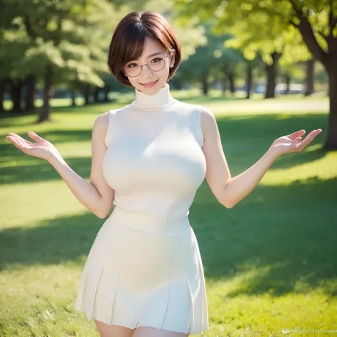 (Highest quality、Tabletop、8K、Best image quality、Award-winning works)、One beautiful woman、Age 25、(alone:1.1)、Perfect beautiful composition、(Big and ample breasts:1.1)、Exactly、(Accentuate your body lines:1.1)、( Berry short cut hair:1.1)、(Perfect white turtle...