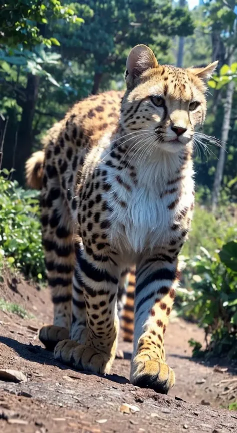 a cheetah hunting a rabbit in the forest, highly detailed, hyper realistic, cinematic lighting, vibrant colors, dynamic action p...