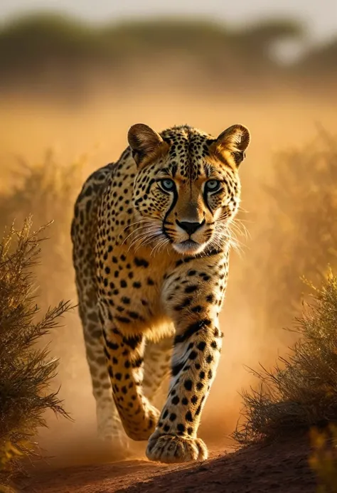 une superbe illustration photoréaliste d’un ranger captivant et de son énorme compagnon, guépard terrible., tous deux patrouilla...