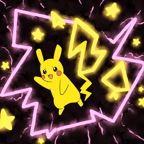 a neon sign of pikachu