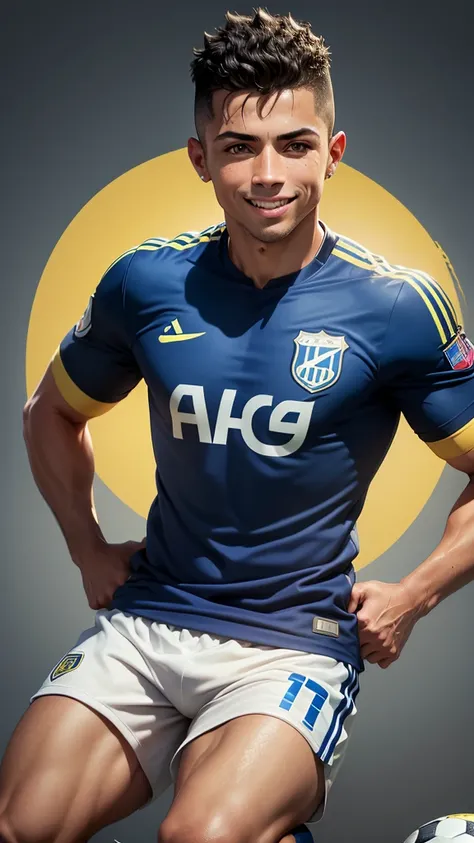 arafed soccer player with a yellow and blue uniform on, a picture inspired by Master of the Bambino Vispo, pixabay, happening, cristiano ronaldo, portrait of cristiano ronaldo, soccer player cristiano ronaldo, cristiano ronaldo as batman, ronaldo luis naza...