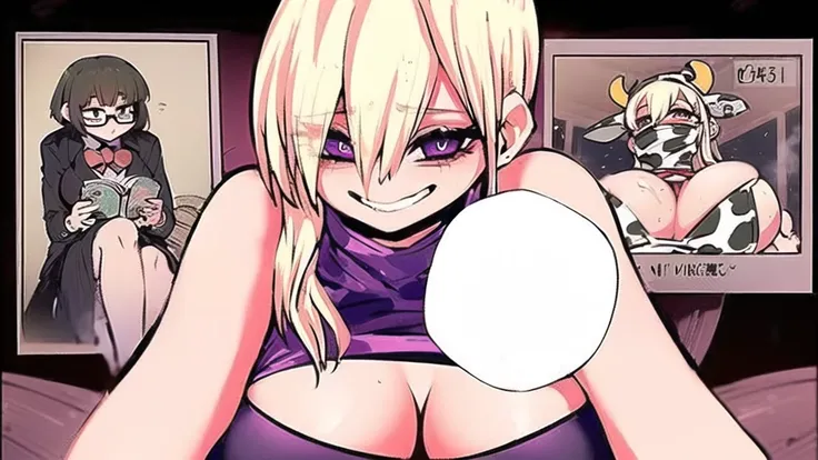 anime girl with big breast holding a white ball in her hand, ecchi anime style, ahegao, anime cover, full color manga visual style, anime monster girl, ahegao face, loli in dress, big breasts!!, colored manga panel, big breasts!, inspired by INO, oppai, ce...