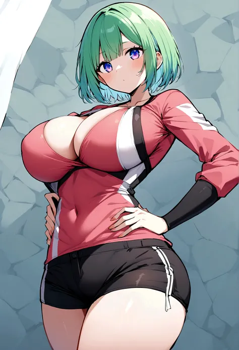 My name is Yumi, I am a white test woman with green hair and half blue , with different colored eyes, the right one red and the left black  . I am 1.64 cm tall and weigh 47 kg. My breasts measure 200 cm, my waist 60 cm and my hips 200 cm. Dressed in a low-...