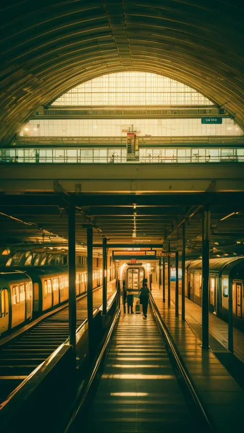 Summer Dream，Metro platform，Dreamy lighting，HD，Details，Best quality