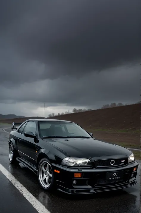 R34, blackw, with a rain storm