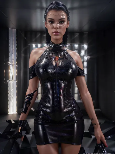 1girl,latex dress,(barbie body),(deep neckline:1.4),beautiful detailed eyes,beautiful detailed lips,extremely detailed face and skin,masterpiece,(best quality,8k,hyper-detailed,photorealistic:1.4),(intricate,highly detailed,cinematic lighting:1.2),dramatic...