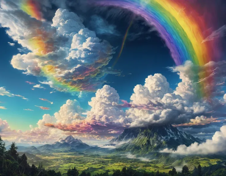 8K, 超High resolution, High resolution, Cinematic, Cinematic image, Intricate details, Realistic, photograph,

Fantasy art style, Mysterious, In the clouds、虹がたくさんIn the cloudsでかかっている、Only clouds and rainbows、

Vibrant Style, Flowing and intermingling colors...