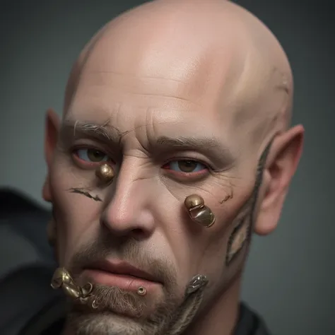 bald guy, realistic, 8k, super detail, best quality, masterpiece, textured skin
