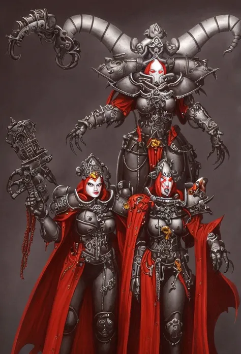 Gorgeous adepta sororitas from the movie Tron glowing skull armor spikes teeth monster dirty tentacles pus pimples crack truenurgle
