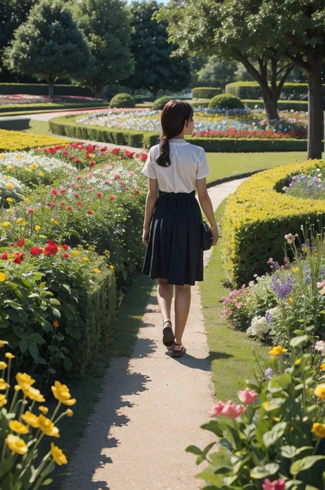 2.5d , outdoor, daytime, in the flower garden