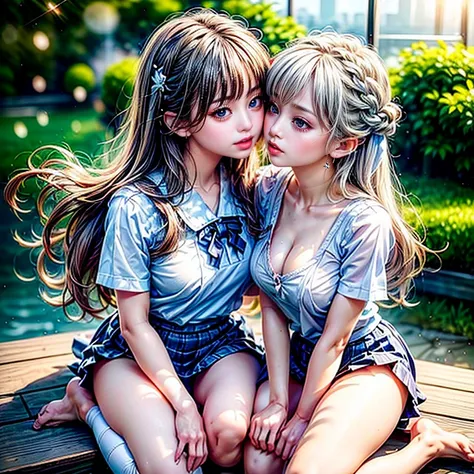 SFW, ((David Hamilton:1.37, White and vivid colors))、Extremely Detailed (Tiny Oppai-Loli Twins:1.37)、{(Dynamic-angle)|(from side)|(from back)|((from below:1.2))}、{(((Kissing face to face:1.41) Against the Nipples to Nipples Pressing hard))| (Standing Full ...