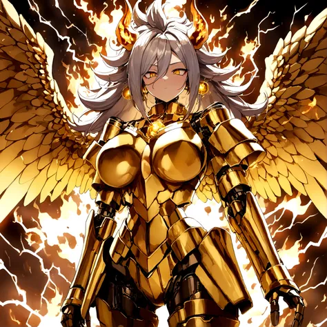 ((Lightning Power)), ((Electricity)), ((Fire Background)), ((Lightning Storm)), ((Power Erupting)), (((((android 21))))), ((((Rasengan)))), (((Evil Power))), (((white Coat))), (((Busty))), (((((Big breast:1,3)))), luxury bustier corset, (((silver hair))), ...