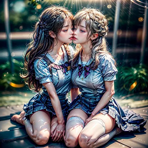 SFW, ((David Hamilton:1.37, White and vivid colors))、Extremely Detailed (Tiny Oppai-Loli Twins:1.37)、{(Dynamic-angle)|(from side)|(from back)|((from below:1.2))}、{(((Kissing face to face:1.41) Against the Nipples to Nipples Pressing hard))| (Standing Full ...